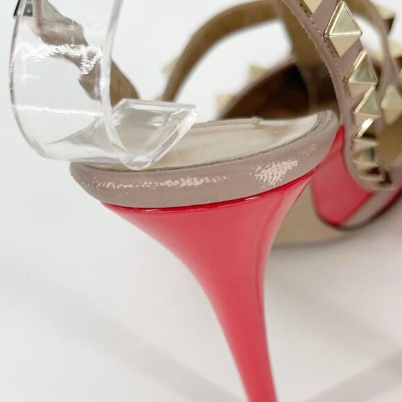 Valentino Garavani Coral Patent Leather Pointed Toe Rockstud Caged Heel EU 37.5 - Picture 9 of 16